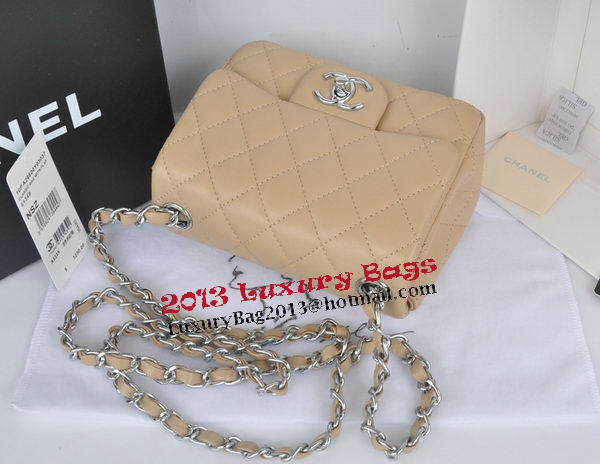 Chanel mini Classic Flap Bag Apricot Original Sheekskin CHA1115 Silver