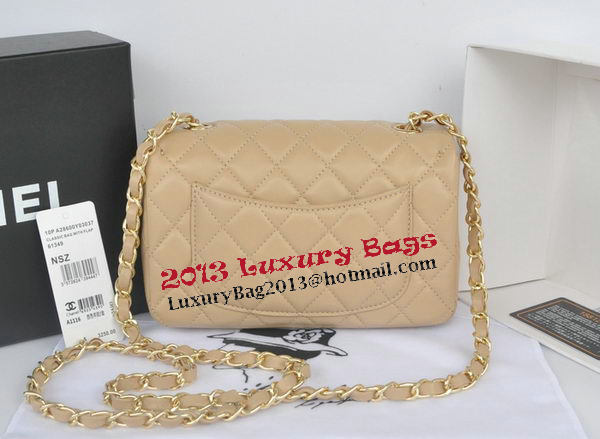 Chanel mini Classic Flap Bag Apricot Original Sheekskin CHA1116 Gold