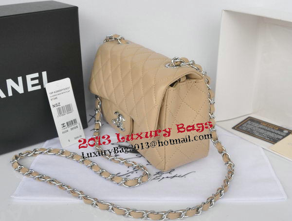 Chanel mini Classic Flap Bag Apricot Original Sheekskin CHA1116 Silver