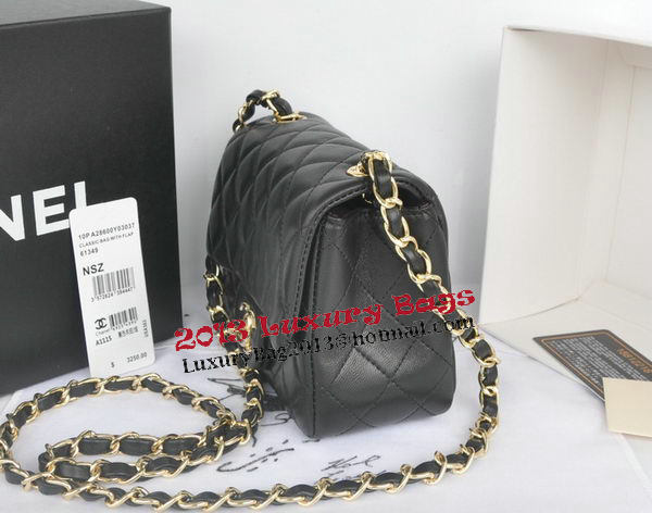 Chanel mini Classic Flap Bag Black Original Sheekskin CHA1115 Gold