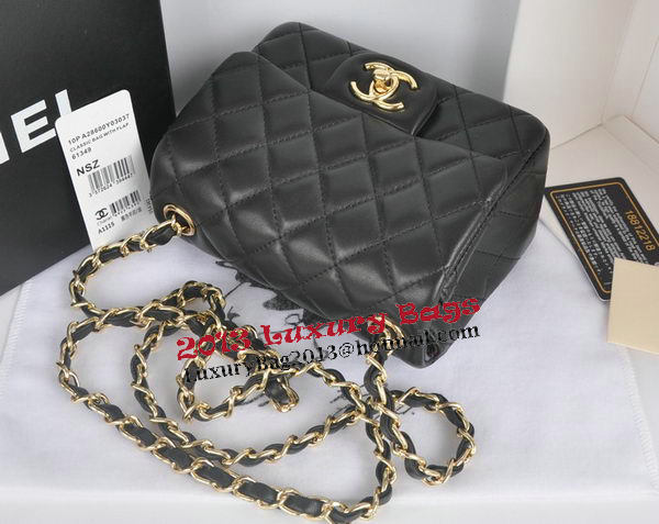 Chanel mini Classic Flap Bag Black Original Sheekskin CHA1115 Gold