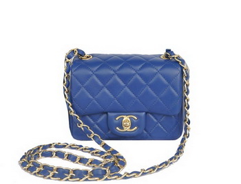 Chanel mini Classic Flap Bag Blue Original Sheekskin CHA1115 Gold