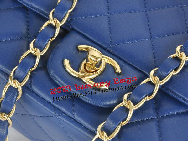 Chanel mini Classic Flap Bag Blue Original Sheekskin CHA1115 Gold