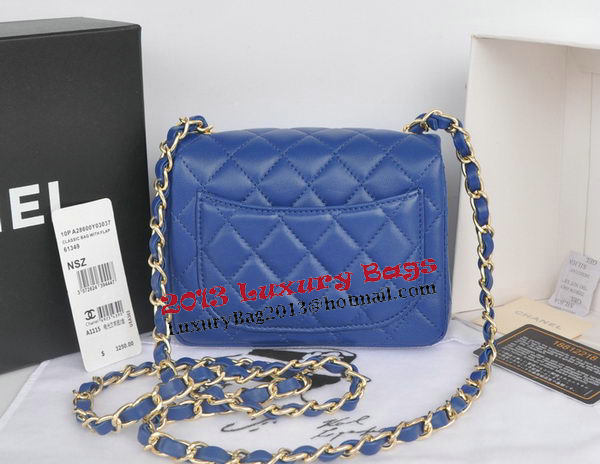 Chanel mini Classic Flap Bag Blue Original Sheekskin CHA1115 Gold