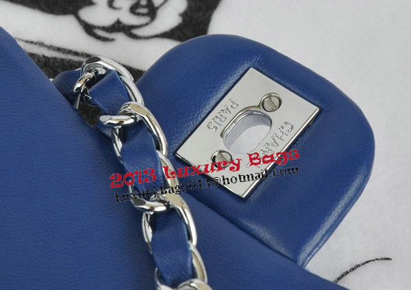 Chanel mini Classic Flap Bag Blue Original Sheekskin CHA1115 Silver