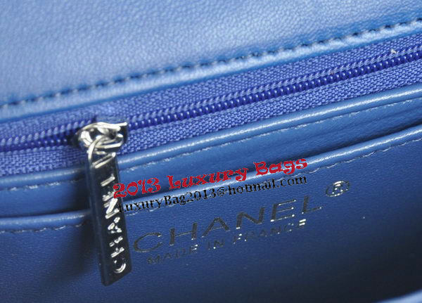 Chanel mini Classic Flap Bag Blue Original Sheekskin CHA1115 Silver