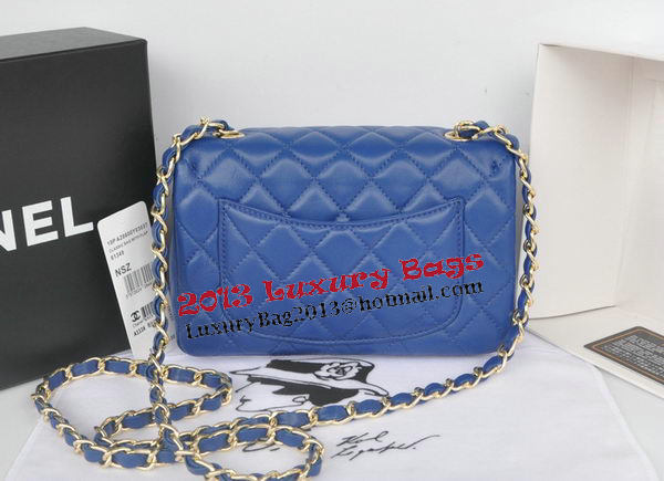 Chanel mini Classic Flap Bag Blue Original Sheekskin CHA1116 Gold