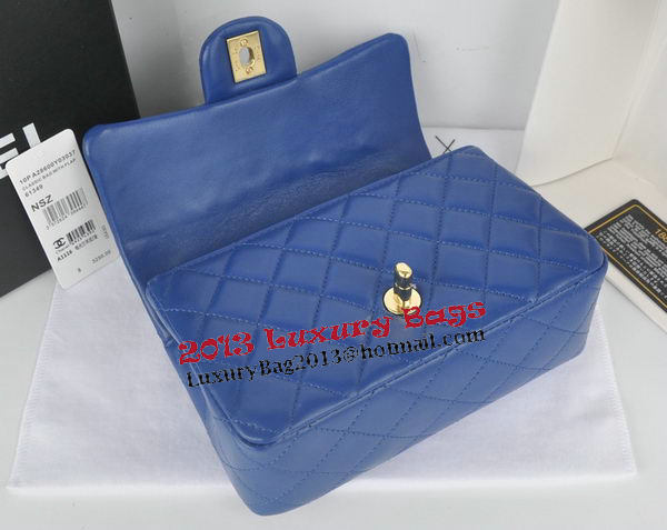 Chanel mini Classic Flap Bag Blue Original Sheekskin CHA1116 Gold