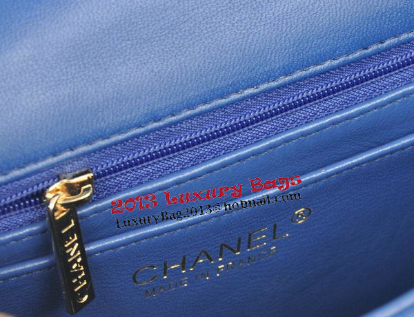 Chanel mini Classic Flap Bag Blue Original Sheekskin CHA1116 Gold