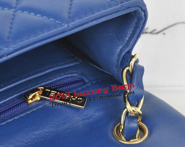 Chanel mini Classic Flap Bag Blue Original Sheekskin CHA1116 Gold