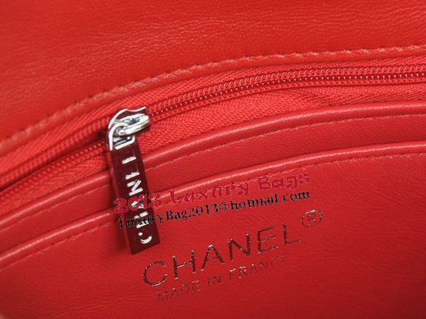 Chanel mini Classic Flap Bag Red Original Patent CHA1116 Silver