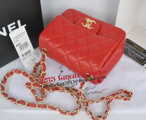 Chanel mini Classic Flap Bag Red Original Sheekskin CHA1115 Gold