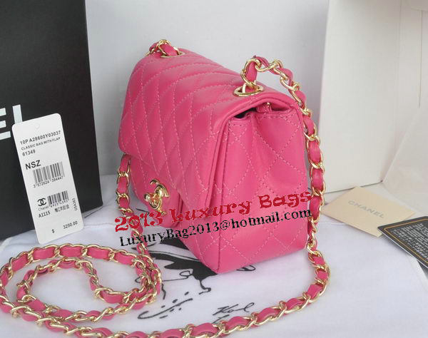 Chanel mini Classic Flap Bag Rose Original Sheekskin CHA1115 Gold