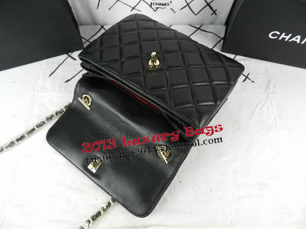 Chanel Classic Top Handle Bag Original Sheepskin Leather A92236 Black