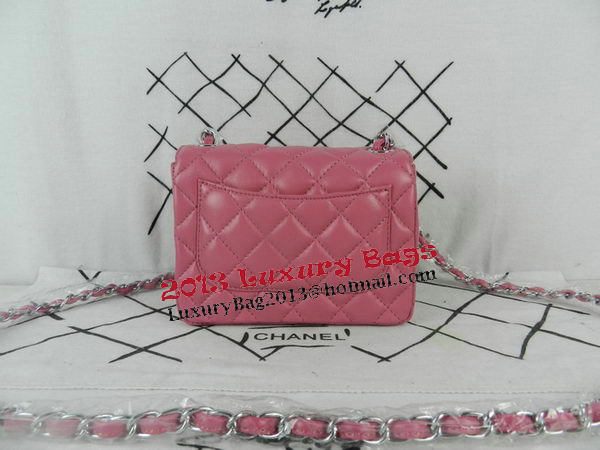 Chanel mini Classic Flap Bag Peach Sheekskin CHA1115 Silver