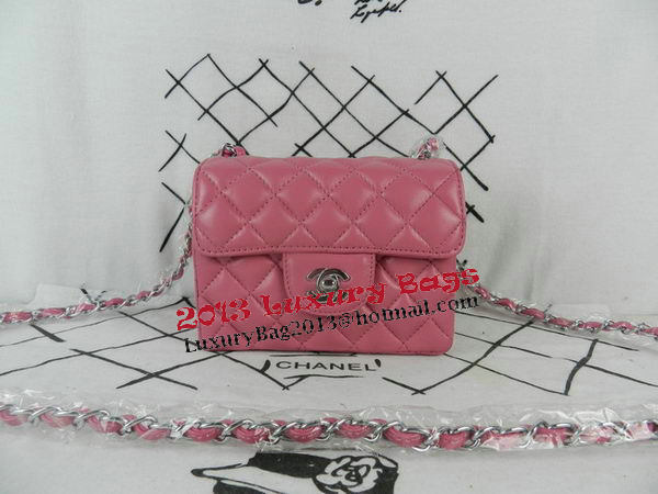 Chanel mini Classic Flap Bag Peach Sheekskin CHA1115 Silver