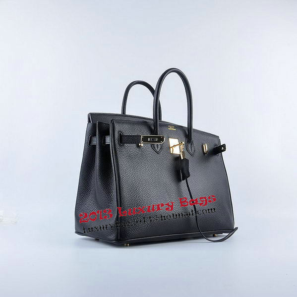 Hermes Birkin 35CM Tote Bag Black Grainy Leather Gold