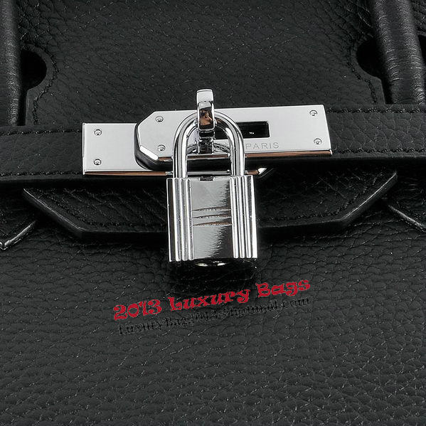 Hermes Birkin 35CM Tote Bag Black Grainy Leather Silver