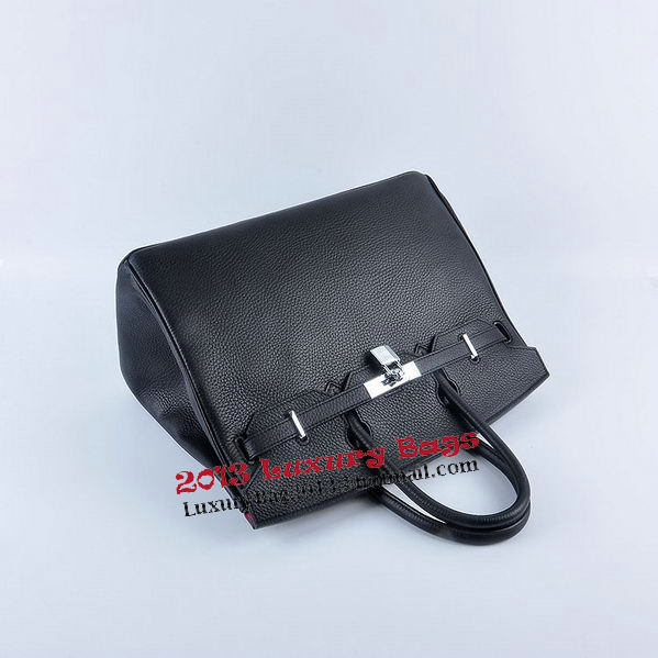 Hermes Birkin 35CM Tote Bag Black Grainy Leather Silver