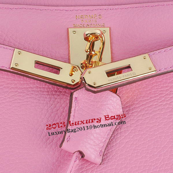 Hermes Kelly 28cm Shoulder Bags Sakura Grainy Leather Gold