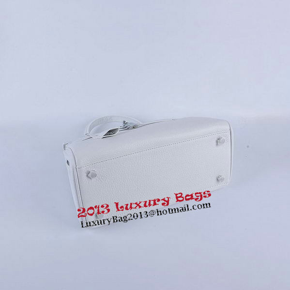 Hermes Kelly 28cm Shoulder Bags White Grainy Leather Silver