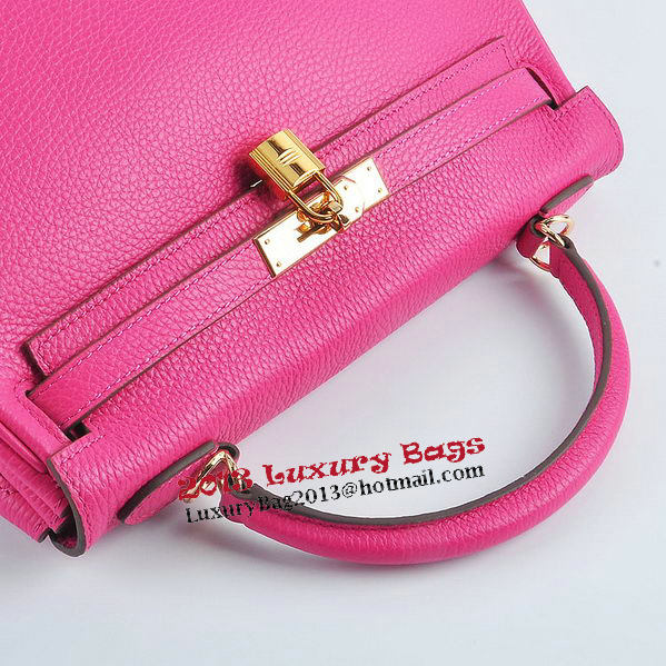 Hermes Kelly 32cm Shoulder Bags Rosy Grainy Leather Gold