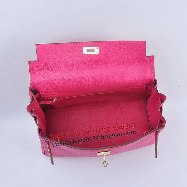 Hermes Kelly 32cm Shoulder Bags Rosy Grainy Leather Gold