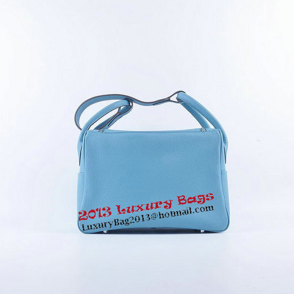 Hermes Lindy 30CM Grainy Leather Shoulder Bag H6207 Light Blue