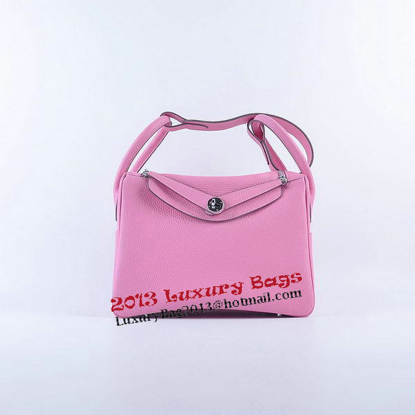 Hermes Lindy 30CM Grainy Leather Shoulder Bag H6207 Pink