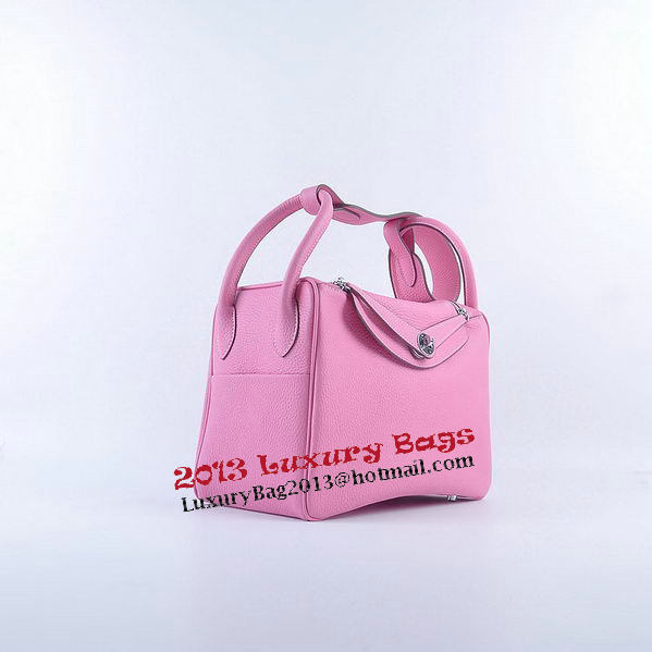 Hermes Lindy 30CM Grainy Leather Shoulder Bag H6207 Pink