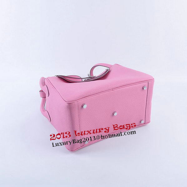 Hermes Lindy 30CM Grainy Leather Shoulder Bag H6207 Pink