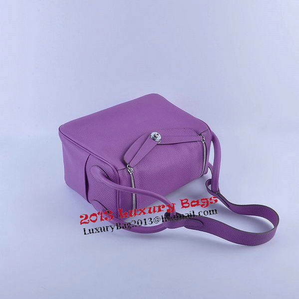 Hermes Lindy 30CM Grainy Leather Shoulder Bag H6207 Purple