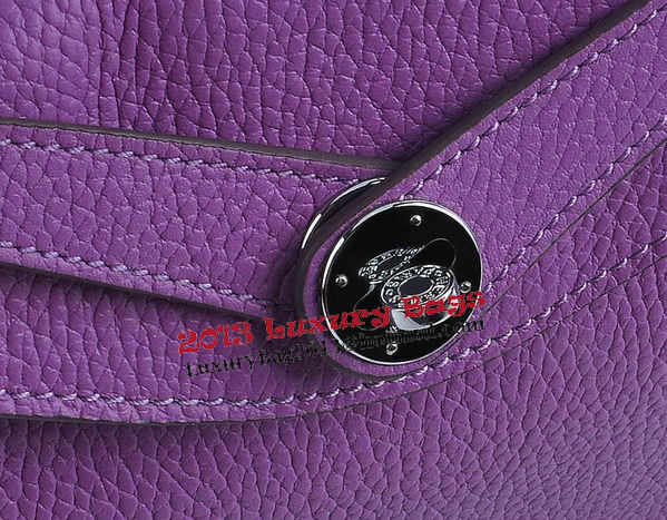 Hermes Lindy 30CM Grainy Leather Shoulder Bag H6207 Purple