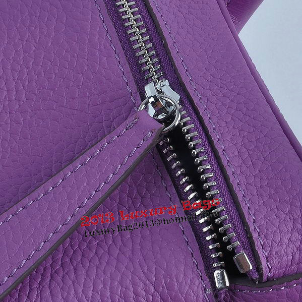 Hermes Lindy 30CM Grainy Leather Shoulder Bag H6207 Purple