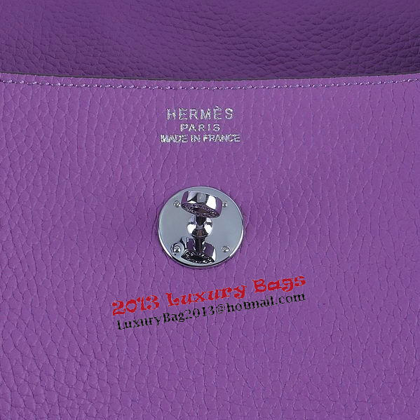 Hermes Lindy 30CM Grainy Leather Shoulder Bag H6207 Purple