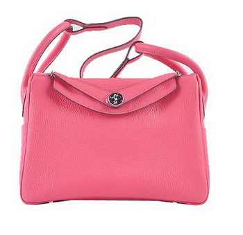 Hermes Lindy 30CM Grainy Leather Shoulder Bag H6207 Rose