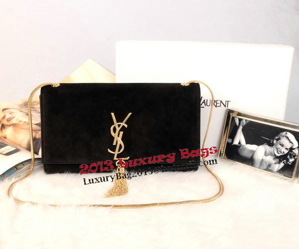 YSL Monogramme Cross-body Shoulder Bag Suede Leather Y311214 Black