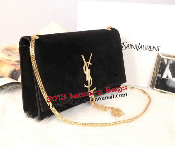 YSL Monogramme Cross-body Shoulder Bag Suede Leather Y311214 Black