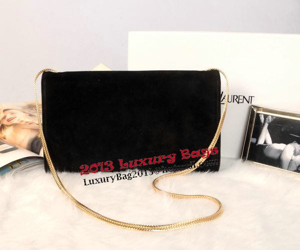 YSL Monogramme Cross-body Shoulder Bag Suede Leather Y311214 Black