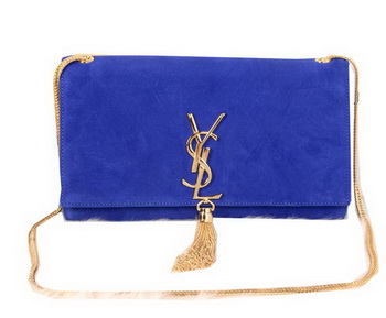 YSL Monogramme Cross-body Shoulder Bag Suede Leather Y311214 Blue