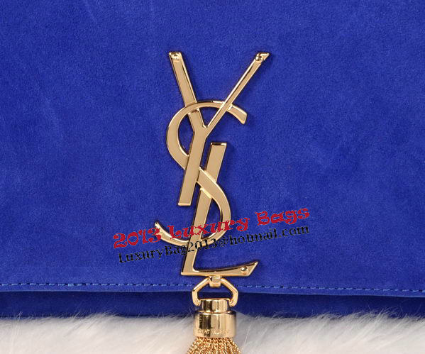 YSL Monogramme Cross-body Shoulder Bag Suede Leather Y311214 Blue