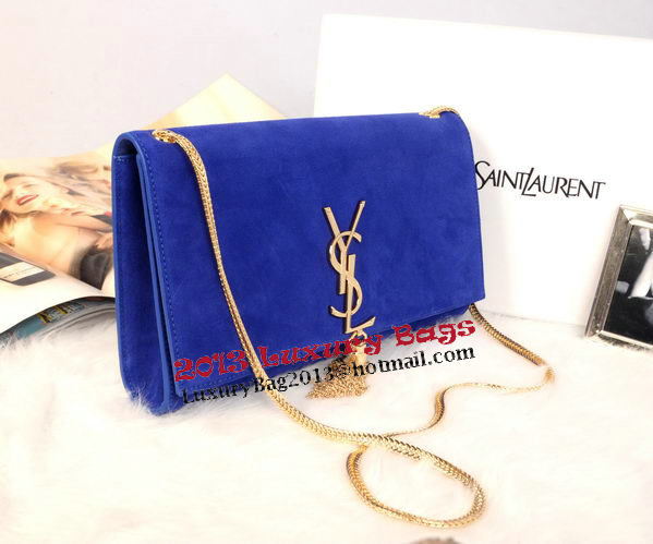 YSL Monogramme Cross-body Shoulder Bag Suede Leather Y311214 Blue