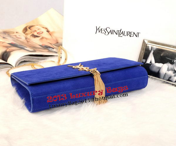 YSL Monogramme Cross-body Shoulder Bag Suede Leather Y311214 Blue