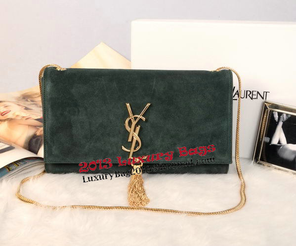 YSL Monogramme Cross-body Shoulder Bag Suede Leather Y311214 Green