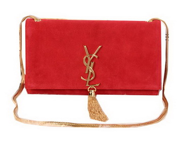 YSL Monogramme Cross-body Shoulder Bag Suede Leather Y311214 Red