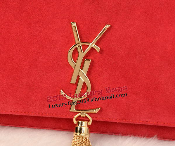 YSL Monogramme Cross-body Shoulder Bag Suede Leather Y311214 Red