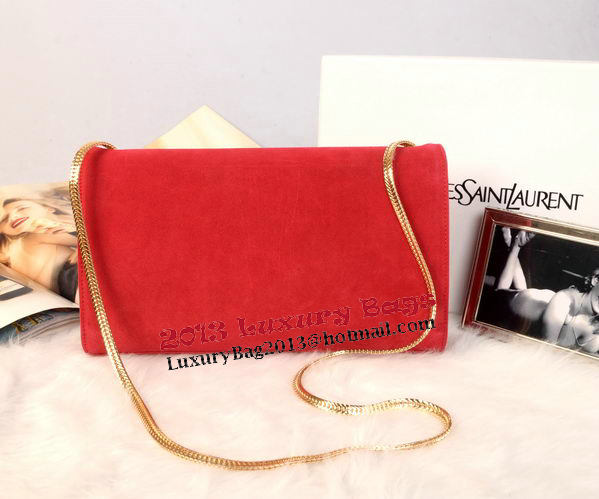 YSL Monogramme Cross-body Shoulder Bag Suede Leather Y311214 Red