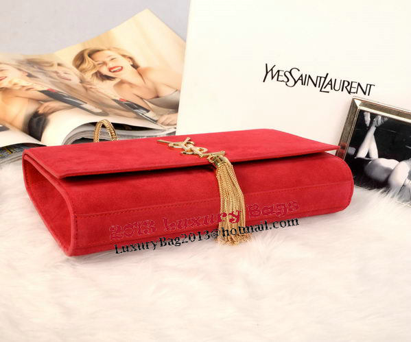 YSL Monogramme Cross-body Shoulder Bag Suede Leather Y311214 Red