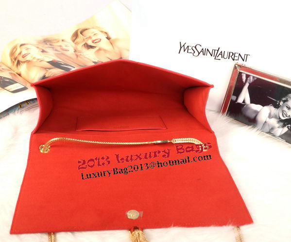 YSL Monogramme Cross-body Shoulder Bag Suede Leather Y311214 Red