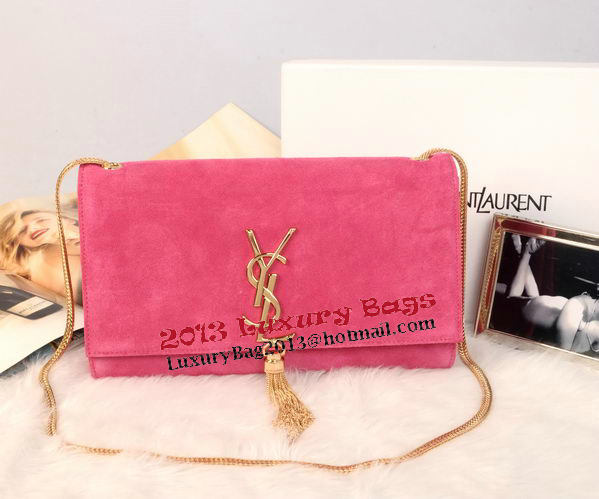 YSL Monogramme Cross-body Shoulder Bag Suede Leather Y311214 Rosy